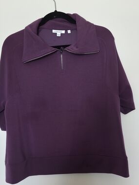 Chico's Women's Purple Zip-Front Short Sleeve Top